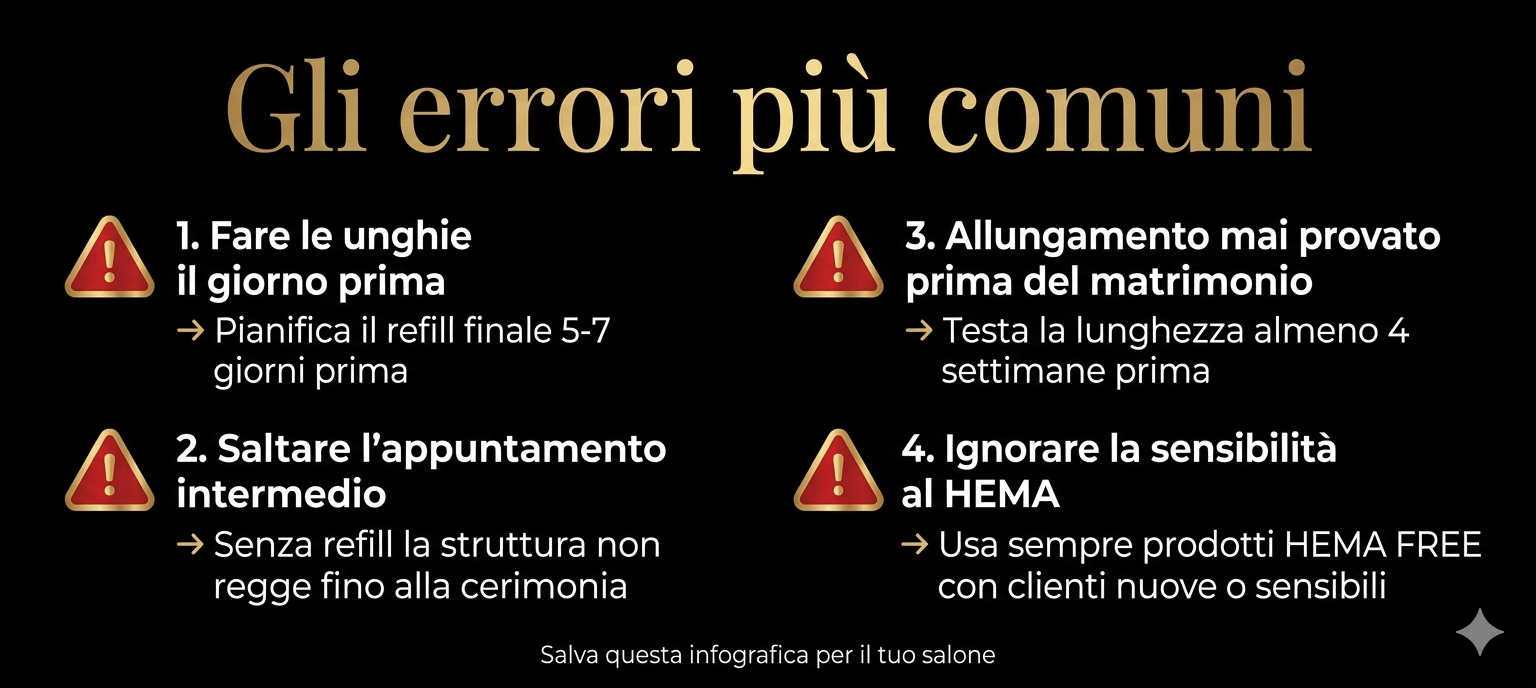 INFOGRAFICA "Gli errori più comuni" — errori da evitare nella pianificazione manicure sposa